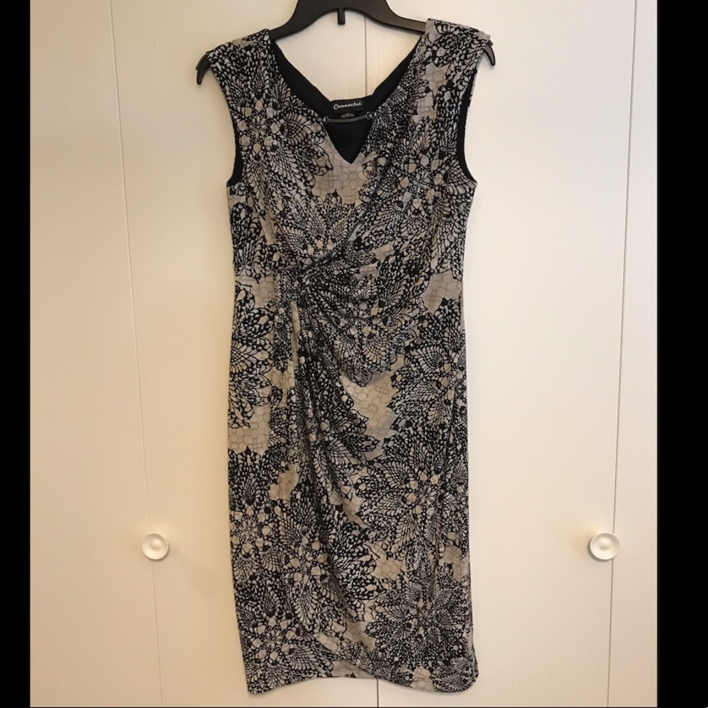 Black/beige print dress sz 10